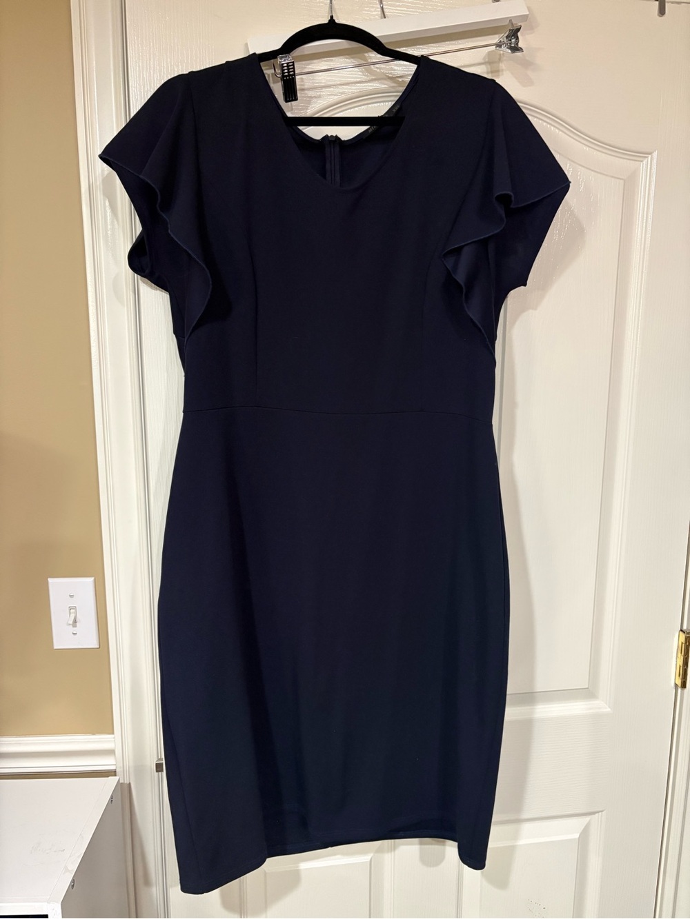 MikaRose Classic Navy Ruffle-Sleeve Women's Dress